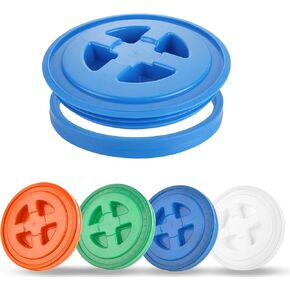 HNBun 4PCS 5 Gallon Screw Top Lids, Leak-Proof Seal Lids Bucket for Pet Food Storage Container Lids, Paint Storage, 5 Gallon Screw Top Lids for Plastic Bucket Compatible with Gamma,4 Color