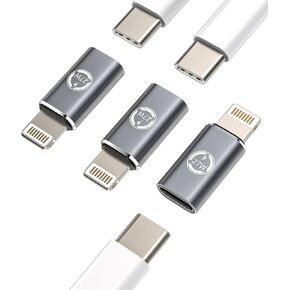 محول USB C أنثى إلى Lightning ذكر (3 عبوات) ملحقات معتمدة من Apple MFI لهاتف Iphone 14 13 12 11 Pro Max Mini X Xs Xr Se 7 8 Plus كابل شاحن Ipad Air TypeC محول منفذ شحن موصل سلك in Kuwait