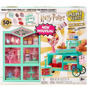 MGA's Miniverse Make It Mini Honeydukes Trolley Harry Potter Mini Collectibles, 50+ Pieces, DIY, Resin Play, Replica Food, NOT Edible, Collectors, 8+