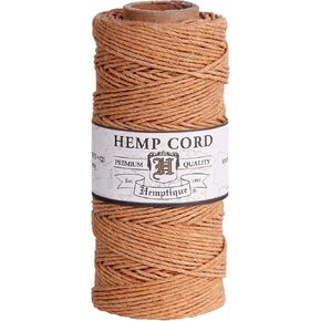 Hemptique 100% Hemp Cord Spool - 62.5 Meter Hemp String - Made with Love - No. 20 ~ 1mm Cord Thread for Jewelry Making, Macrame, Scrapbooking, DIY, & More - Cappuccino Candy