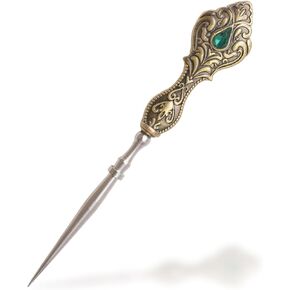 Gold Vintage Embroidery AWL ، قطعة واحدة من أدوات الخياطة الأوروبية على الطراز الأوروبي خياطة AWL مع أدوات الكاتب الخضراء للأخضر.