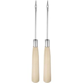 Harfington 2pcs العمل اليدوي خياطة أدوات ثقب من الجلد مع مقبض خشبي للأسلاك المكسورة ، قم بإصلاح خياطة الحفر و DIY المصنوع يدويًا ، لونه.