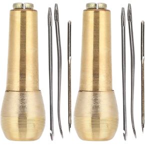 Chazcool 2 Set Leather Sewing Awl Needle with Copper Handle - Speedy Stitcher for Handmade Leather and Shoe Repair
