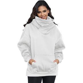 Womens Fleece Hoodie with Scarf Cotton Oversized Pullover Casual Hooded Sweatshirts Sweater Fall Winter Clothes in Saudi Arabia