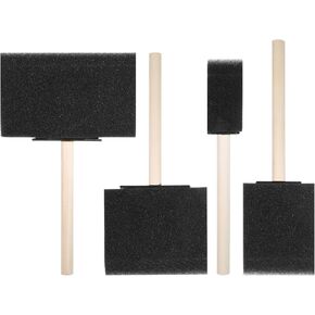 فرشاة الطلاء الرغوية 4pcs الإسفنج ، 4 أحجام من فرش الإسفنج الرغوية مع مقابض خشبية للطلاء ، تلطيخ ، ورنيش ، ومشاريع الحرف اليدوية DIY