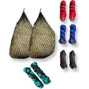 (2piece) XL Slow Feed Haynet 42" with 26 Rings Protection | Holes 2x2"inch | Slow Feed Haynet for Horses | Slow Feed Hay Bag | MULTI_PACK_COMBO_DEALS (Pack_Of_2, Turquoise_Black_2Tone)