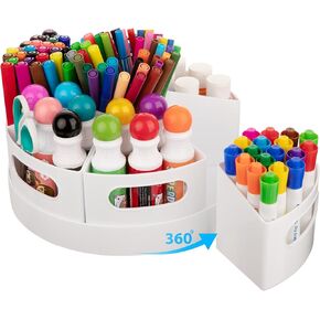 360° Rotating Pen Holder for Desk, 7 Removable Compartments Art Supply Storage Organizer, Marker Organizer, Rotating Makeup Organizer for Home, Office, and Classroom