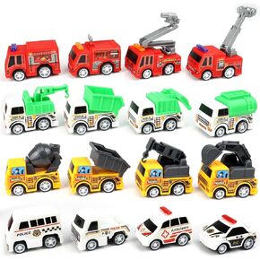 16 Pcs Pull Back City Cars and Trucks Toy Vehicles Set, Mini Vehicles Toy Bulk, Baby Car Toys for Toddler, Toys Cars Party Favors for Kids, Birthday Gifts, Christmas for Boys Girls Kids
