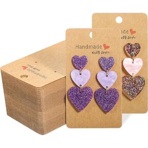 300 Pcs Kraft Earring Display Cards,Earring Cards with Holes,Handmade with Earring Holder Cards,Blank Brown Earring Tags for Hanging Earring,Jewelry,DIY Crafts (2"x3.5")
