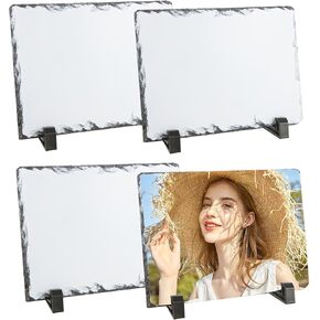 Laniakea 4 Pack Sublimation Slate فارغ ، 7.5 × 5.5 بوصة ، قائمة صور تسامي مع مواقف شاشة ، لوحة صور نقل حرارية الحرارة ، إطار صورة لبطولة الحجر ل DIY التذكاري