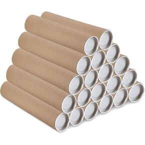 20 Pack Mailing Tubes, 2 Inch x 20 Inch Kraft Poster Tube Cardboard Mailing Tube with Caps, Mailers Poster Shipping Tubes for Blueprint, Shipping, Storing, Document Storage, Posters
