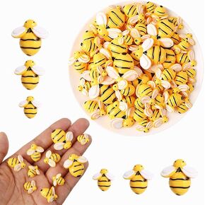 90Pcs Tiny Resin Bees Decor Garden Bumblebees Embellishment Small Plastic Bees Ornaments for Art Crafts Wreath Scrapbooking Party Home Decorations (Mix Honey Bees)