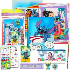 حزمة قرطاسية Disney Stitch - 11 جهاز كمبيوتر مع مجلد غرزة ، دفتر ملاحظات ، محو ، حالة ، ملصقات ، وأكثر من ذلك (لوازم Lilo و Stitch Schools)