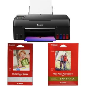 Canon Pixma G620 Wireless Megatank Photo Photo All-in-One Printer و Canonink Photo Photo Photo Paper 4 "× 6" 100 Sheets (1433C001) و Canonink 1432C002 Photo Paper بالإضافة إلى Glossy II 5 "x 7" 20