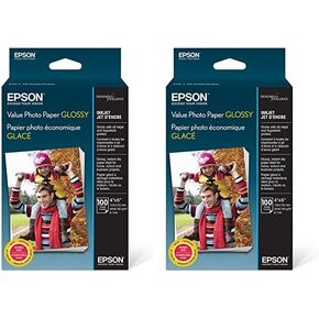 Epson Value Photo Paper Glossy, 4"x6", 100 Sheets (S400034) (Pack of 2)