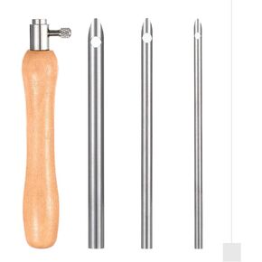 5Pcs Punch Needle Tool with Wooden Handle, Punch Needle Threader, Punchs Needles Fabric - Perfect Embroidery Kit for Beginners and DIY Craft Stitching