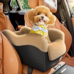 Portable Small Dog Seat for Car,Luxury Center Console Dog Car Seat Booster with Safety Tethers,Auti-Collapse Pet Travel Carrier for SUV,Truck.(Black/Grey)