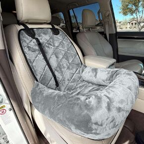 4 Knines Dog Car Seat - Plush Travel Dog Bed للسيارات وسيارات الدفع الرباعي والشاحنات - رحلة ناعمة وداعمة وآمنة للكلاب الصغيرة والمتوسطة - غير المنقولة وسهلة التثبيت والنظافة - الأسود