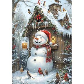 MXJSUA 5D Snowman Diamond Painting Kits للبالغين ، حفر كامل عيد الميلاد مجموعات فن الماس Diamond Dots للمبتدئين مجموعات حرفية للهدية ديكور الجدار المنزلي 12x16 بوصة