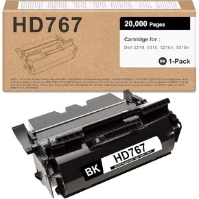 Compatible HD767 Toner Cartridge 341-2919 310-7237 Toner Cartridge Compatible for Dell 5210, 5310, 5210n, 5310n Printers (20,000 Pages)