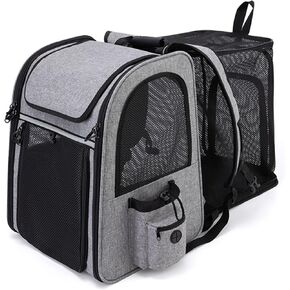 حقيبة الظهر Cat Carrier-حقيبة ظهر للحيوانات الأليفة المعتمدة على شركات الطيران القابلة للتوسيع مع شبكة خالية من العقبات ، وغطاء وتخزين لفة ، والقطط/الكلاب الصغيرة تصل إلى 18 رطلاً (المشي لمسافات طويلة/التخييم)