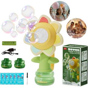 Bubble Machine for Kids, Automatic Sunflower Bubble Maker for Toddlers, Portable Battery Operated Bubble Toys for Indoor Outdoor Birthday Party -Pink in Kuwait