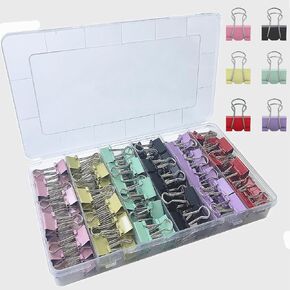 60 PCS ملونة متوسطة الحجم مقاطع الورق مقاطع 25 مم/1 بوصة مع حاوية لمكاتب الأوراق والمدارس والشخصية