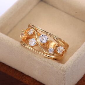 Sdouefos 925 Sterling Silver Rings CZ Bands Rings Gold Rings for Women 14K Gold Plated Band Band Diamond Band Rings chunky Finger Rings Dainty Cubic Zirconia Jewelry Gifts Size 10