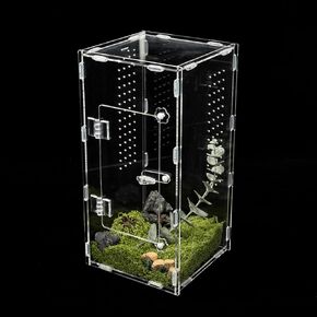 حاوية العنكبوت الاكريليك القفز ، العلبة الشفافة الزواحف terrarium ، مربع لتربية خزان الموائل الزواحف الصغيرة لسحلية ثعبان الحشرات الرتيرة (13.78)