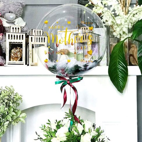 Mother's Day Balloon Stickers Happy Mom Bobo Letters Decals 12 Pcs Gold Black Rainbow DIY Paster Glass Sticker Party Supplies Transparent Balloon Decor in Saudi Arabia