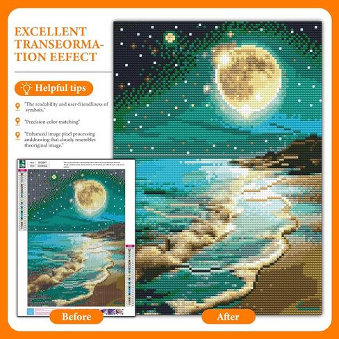 Offito Moon Beach Diamond Art Kits for Adults, 5D Seaside Moonlight Diamond Painting Kits for Beginners, DIY Full Drill Dots Gem Art Paint for Home Wall Decor 12 x 16 Inch in Saudi Arabia
