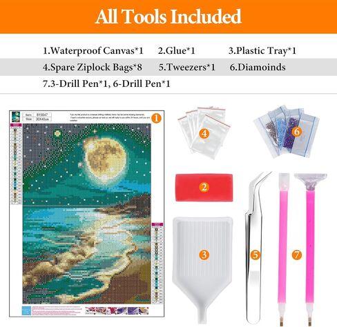 Offito Moon Beach Diamond Art Kits for Adults, 5D Seaside Moonlight Diamond Painting Kits for Beginners, DIY Full Drill Dots Gem Art Paint for Home Wall Decor 12 x 16 Inch in Saudi Arabia