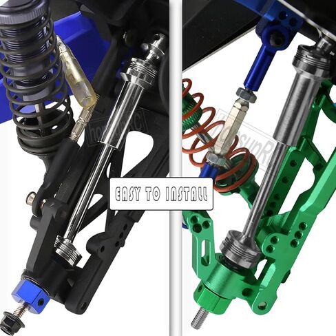 Upgrades for 1/10 Rustler Slash Stampede Hoss 4x4 VXL,Drive Shaft CVD with Hex&Aluminum Big Bore RC Shock&Suspension Arm&Caster Block,Steering Blocks,Rear Stub Axle Carriers,Silver With Green in Kuwait