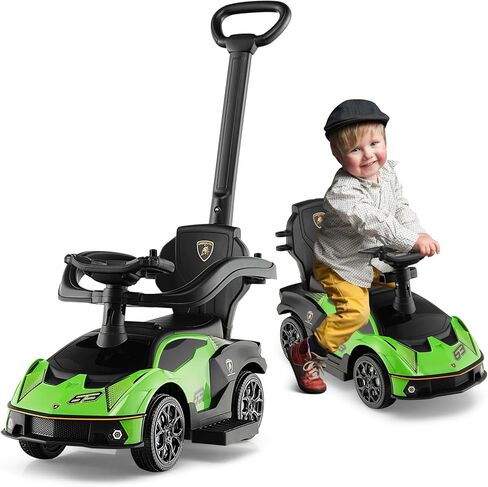 Nightcore 3-in-1 Push Car for Toddlers, Licensed Lamborghini Stroller Sliding Car with Push Handle & Arm Guardrails, Horn, Under Seat Storage, Ride on Kids Toy Car for Boys & Girls (Pink) in Kuwait