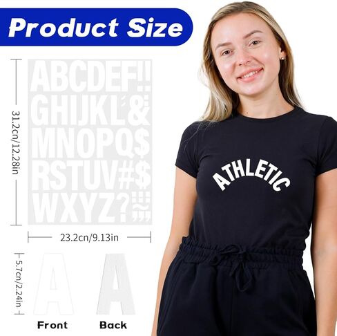 FR 10Pcs Iron On Transfer Letters A-Z for T-Shirts,Hoodies,Pajamas,Bags,Hats and Other Handicrafts（Black） in Kuwait