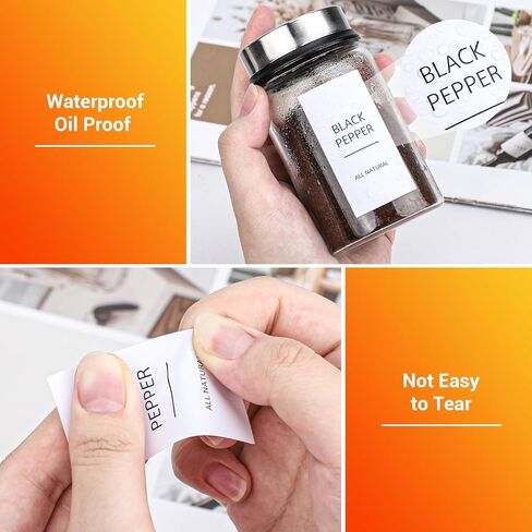 Segarty Preprinted Spice Labels, 432 Round Black Printed Pantry Labels and Blank Stickers with 1 Chalk Marker Set, Reusable Write-on Stickers for Spice Jars Rack, Food Containers, Seasoning Bottles in Kuwait