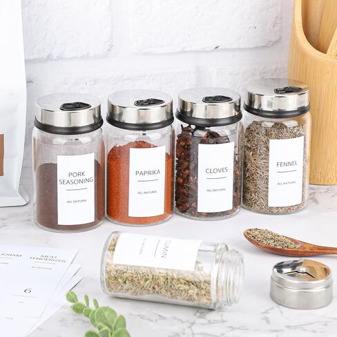 Segarty Preprinted Spice Labels, 432 Round Black Printed Pantry Labels and Blank Stickers with 1 Chalk Marker Set, Reusable Write-on Stickers for Spice Jars Rack, Food Containers, Seasoning Bottles in Kuwait