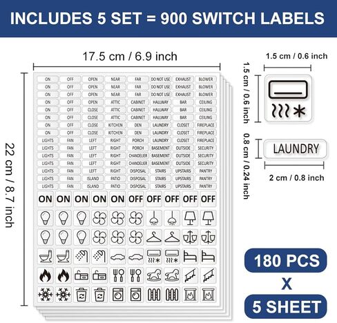 900 Pcs Light Switch Sticker Labels, 57 Designs Transparent Switch ID Sticker Blue Switchboard Label Decals for Home Kitchen Bathroom Office School in Saudi Arabia