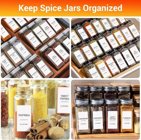 Segarty Preprinted Spice Labels, 432 Round Black Printed Pantry Labels and Blank Stickers with 1 Chalk Marker Set, Reusable Write-on Stickers for Spice Jars Rack, Food Containers, Seasoning Bottles in Kuwait