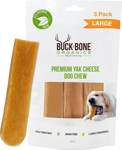 Buck Bone Organics Yak Cheese Chews for Dogs, All Natural Himalayan Yak Chew, Long Lasting Pet Treats, Odor Free, with Limited Ingredients (1 Ex Large Stick) in Saudi Arabia