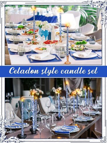 12 Pack Chinoiserie Taper Candles Blue and White Taper Candle 10inch Blue Willow Decorative Taper Candles Bulk for Coworkers Home Decoration Wedding Women in Saudi Arabia