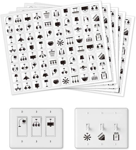400 Pcs Light Switch Sticker Labels, 34 Designs Transparent Switch ID Stickers Black Switchboard Label Decals for Home, Kitchen, Bathroom, Office School, 19x19mm in Kuwait