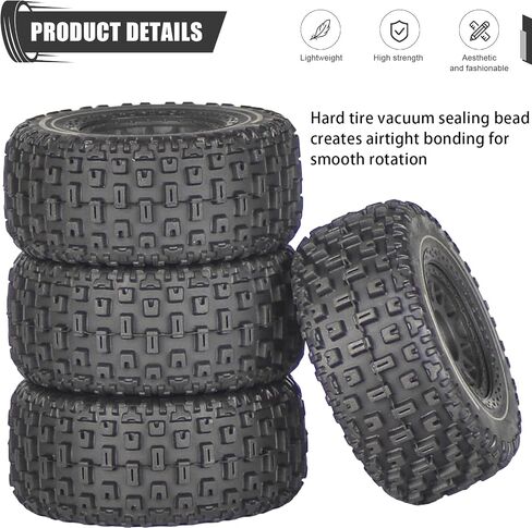 Pre-Glued 1/14 RC Truck Tires & Wheels (4PCS) - 12mm Hex All-Terrain Tires 2.56" OD - Compatible with Traxxas, ARRMA Mojave GROM, Tamiya Kyosho HPI 1/14-1/18 Scale On/Off Road in Saudi Arabia
