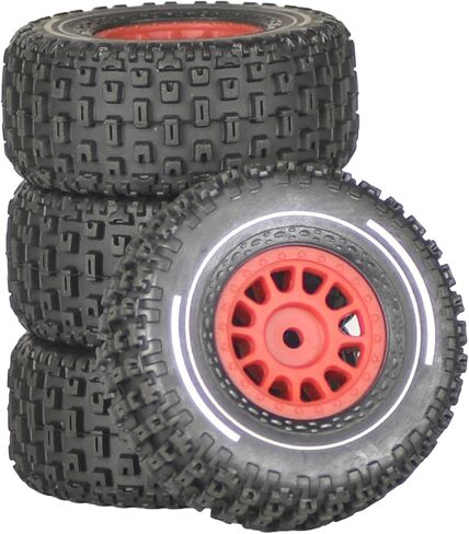Pre-Glued 1/14 RC Truck Tires & Wheels (4PCS) - 12mm Hex All-Terrain Tires 2.56" OD - Compatible with Traxxas, ARRMA Mojave GROM, Tamiya Kyosho HPI 1/14-1/18 Scale On/Off Road in Saudi Arabia