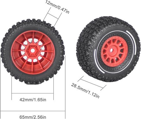Pre-Glued 1/14 RC Truck Tires & Wheels (4PCS) - 12mm Hex All-Terrain Tires 2.56" OD - Compatible with Traxxas, ARRMA Mojave GROM, Tamiya Kyosho HPI 1/14-1/18 Scale On/Off Road in Saudi Arabia