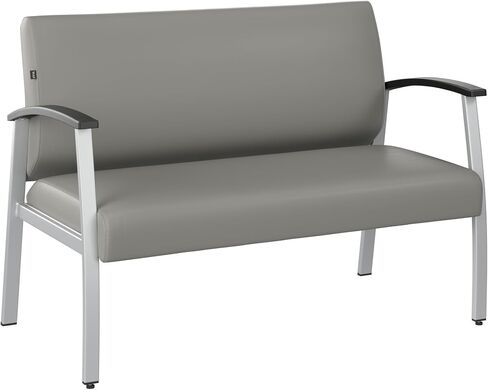 Bush Business Furniture Arrive Waiting Room Loveseat with Arms in Light Gray Vinyl, Reception Area Seating for Office and Lobby in Saudi Arabia