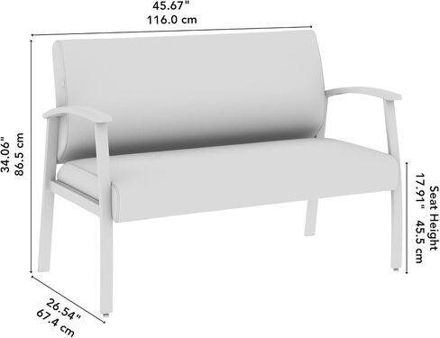 Bush Business Furniture Arrive Waiting Room Loveseat with Arms in Light Gray Vinyl, Reception Area Seating for Office and Lobby in Saudi Arabia