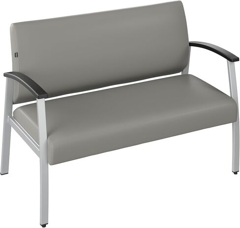 Bush Business Furniture Arrive Waiting Room Loveseat with Arms in Light Gray Vinyl, Reception Area Seating for Office and Lobby in Saudi Arabia