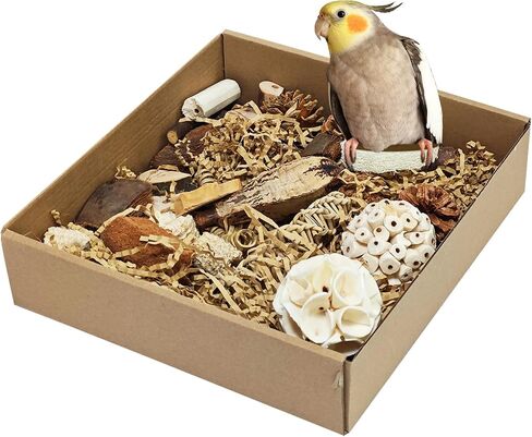 Natural Bird Foraging Toys, Shredding Toys Box,Cockatiel Toys,Bird Chew Toys for Parrots for Parakeets, Cockatiels, Budgies,Lovebirds and Other Small to Medium Birds(Nature Color) in Saudi Arabia