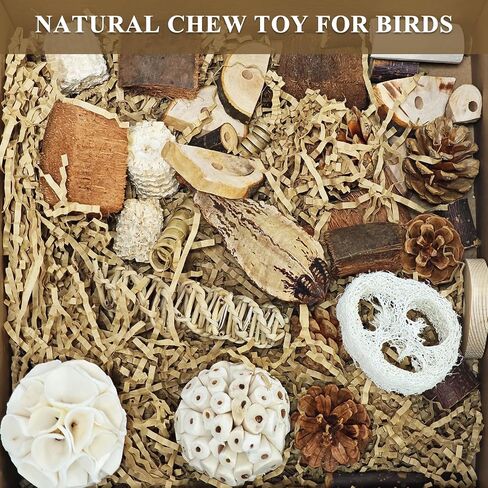 Natural Bird Foraging Toys, Shredding Toys Box,Cockatiel Toys,Bird Chew Toys for Parrots for Parakeets, Cockatiels, Budgies,Lovebirds and Other Small to Medium Birds(Nature Color) in Saudi Arabia